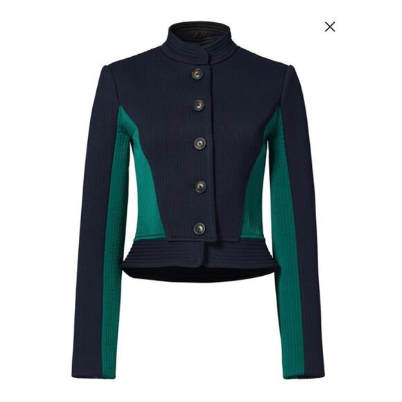 Tory Burch Canter Riding Jacket colorblock Coat quilted Size 0 - Picture 1 of 10